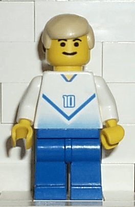 LEGO Soccer Player White & Blue Team with shirt #10 (soc084) Sports Minifigure