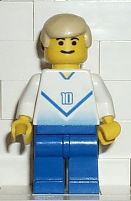 LEGO Soccer Player White & Blue Team with shirt #10 (soc084) minifigure