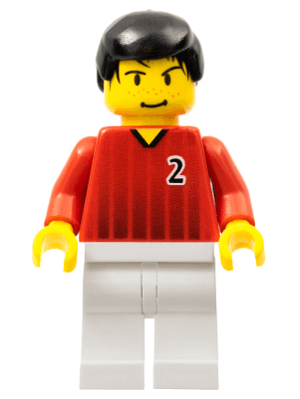 Soccer Player - Red and White Team with Number 2