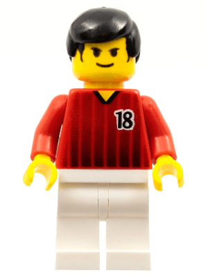 Soccer Player - Red and White Team with Number 18