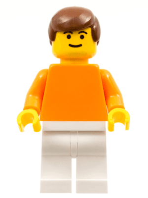 LEGO Plain Orange Torso with Orange Arms Brown Male Hair (Dutch National Player) (soc095) Sports Minifigure
