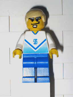 LEGO Soccer Player White & Blue Team with shirt #5 (soc106) minifigure