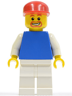 LEGO Plain Blue Torso with White Arms Red Cap (Soccer Fan) (soc114) minifigure