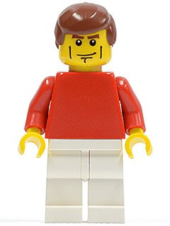 LEGO Plain Red Torso with Red Arms Reddish Brown Male Hair (Soccer Player) (soc120) Sports Minifigure