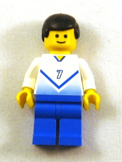 LEGO Soccer Player White & Blue Team with shirt #7 (soc140) minifigure