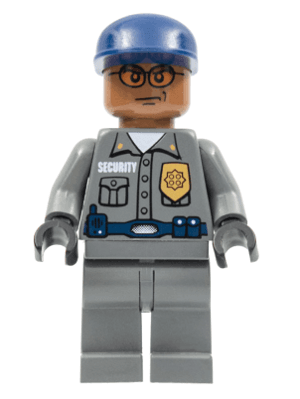 Security Guard, Dark Bluish Gray Shirt w/Badge and Radio, Dark Bluish Gray Legs