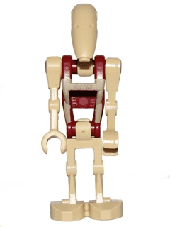 Security Battle Droid - Dark Red Torso with Tan Insignia, Angled Arm and Straight Arm