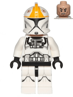 Clone Trooper Pilot (Phase 1) - Bright Light Orange Markings, Printed Legs, Scowl