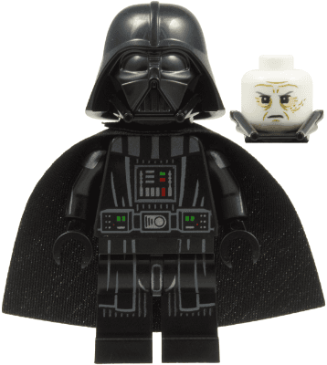 Darth Vader - Printed Arms, Traditional Starched Fabric Cape, White Head with Frown