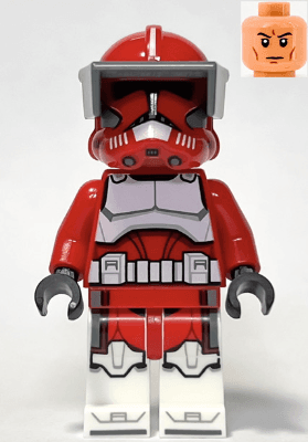 Clone Trooper Commander Fox, Coruscant Guard (Phase 2) - Dark Bluish Gray Visor, Printed Legs