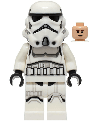 Imperial Stormtrooper - Male, Dual Molded Helmet with Light Bluish Gray Panels on Back, Shoulder Belts, Light Nougat Head