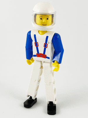 LEGO Technic Figure White Legs White Top with Blue Suspenders Pattern (tech006b) LEGO Minifigure