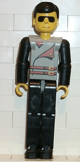 LEGO Technic Figure Black Legs Light Gray Top with 2 Brown Belts (tech012) LEGO Minifigure