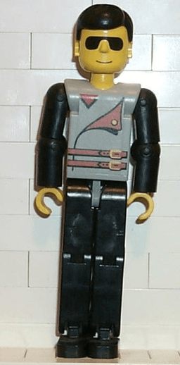 LEGO Technic Figure Black Legs Light Gray Top with 2 Brown Belts (tech012) minifigure