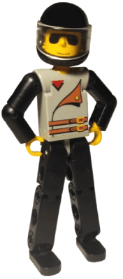 LEGO Technic Figure Black Legs Light Gray Top with 2 Brown Belts (tech012a) minifigure