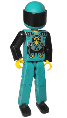 LEGO Technic Figure Dark Turquoise Legs Dark Turquoise Torso with Yellow Black Silver Pattern Dark (tech013a) LEGO Minifigure