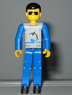 LEGO Technic Figure Blue Legs Light Gray Top with Orca Pattern (tech021) LEGO Minifigure