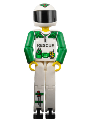 LEGO Technic Figure White Legs White Top with Black 'RESCUE' and Green Belt Pattern (tech022bs) LEGO Minifigure