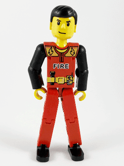 LEGO Technic Figure Red Legs Red Top with Black 'FIRE' (tech023) minifigure