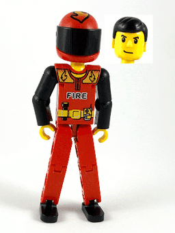 LEGO Technic Figure Red Legs Red Top with Black 'FIRE' (tech023a) minifigure