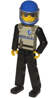 LEGO Technic Figure Black Legs Light Gray Top with Police Pattern (tech029a) LEGO Minifigure