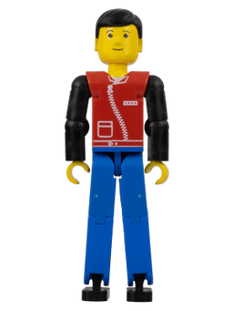 LEGO Technic Figure Blue Legs Red Top with Zipper Black Hair (tech031) minifigure