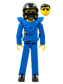LEGO Technic Figure Blue Legs Blue Top with Chest Plate Black Hair (tech033a) minifigure