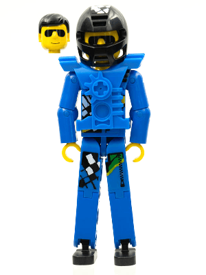 LEGO Technic Figure Blue Legs Blue Top with Chest Plate Black Hair (tech033as) LEGO Minifigure