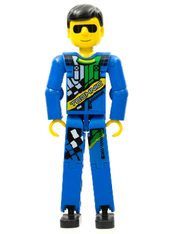 LEGO Technic Figure Blue Legs Blue Top with Technic Logo Black Hair and Sunglasses (tech033s) minifigure