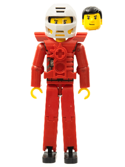 LEGO Technic Figure Red Legs Red Top with Chest Plate Black Hair (tech034a) minifigure