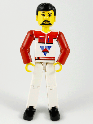 LEGO Technic Figure White Legs White Top with Red Vest Black Hair (tech036) LEGO Minifigure