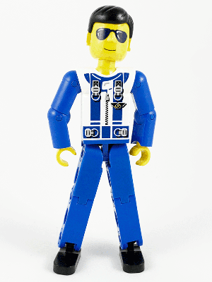 Technic Figure Blue Legs, White Top with Zipper and Blue Shoulder Harness Pattern, Blue Arms (4106382)