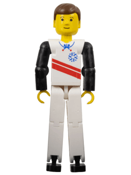 LEGO Technic Figure White Legs White Top with Red Stripes Pattern (tech039) minifigure