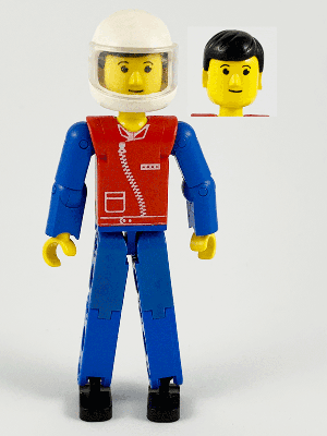 LEGO Technic Figure Blue Legs Red Top with Zipper Black Hair (tech040a) LEGO Minifigure