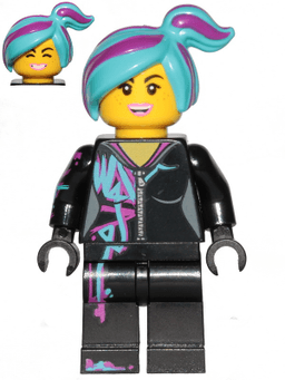 LEGO Lucy Wyldstyle with Magenta Lined Hoodie Medium Azure and Magenta Hair Smile / Cheerful (tlm201) minifigure