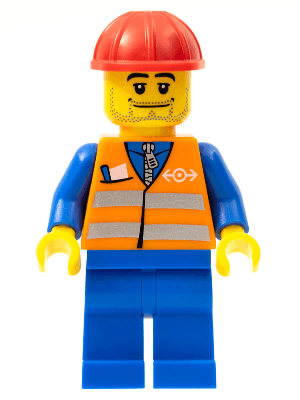 LEGO Orange Vest with Safety Stripes (trn002) Trains Minifigure