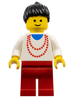 Necklace Red - Red Legs, Black Ponytail Hair