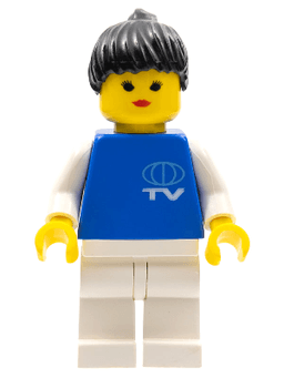 LEGO TV Logo Small Pattern Black Ponytail Hair (trn017) minifigure