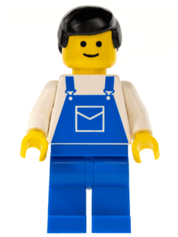 LEGO Overalls Blue with Pocket Black Male Hair (trn025) minifigure