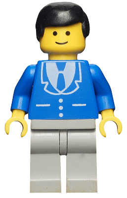 Suit with 3 Buttons Blue - Light Gray Legs, Black Male Hair