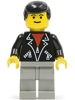 Leather Jacket with Zippers - Light Gray Legs, Black Male Hair