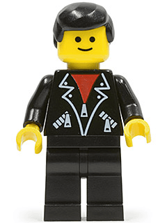 Leather Jacket with Zippers - Black Legs, Black Male Hair