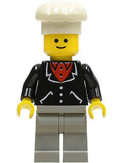 Suit with 3 Buttons Black - Light Gray Legs, White Chef Hat
