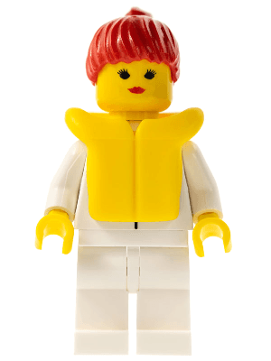LEGO Shirt with 2 Pockets Red Ponytail Hair Life Jacket (trn092) Town / City Minifigure