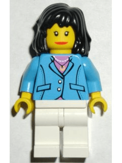 LEGO Medium Blue Jacket Black Mid-Length Female Hair (trn117) minifigure