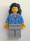 Medium Blue Jacket, Light Bluish Gray Legs, Black Mid-Length Female Hair