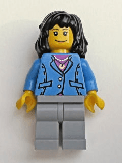 Medium Blue Jacket, Light Bluish Gray Legs, Black Mid-Length Female Hair