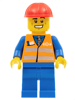 LEGO Orange Vest with Safety Stripes (trn232) Trains Minifigure