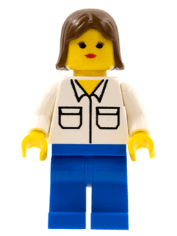 Shirt with 2 Pockets, Blue Legs, Brown Female Hair