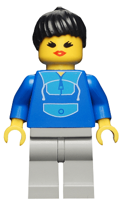 LEGO Jogging Suit Black Ponytail Hair (twn007) Town / City Minifigure